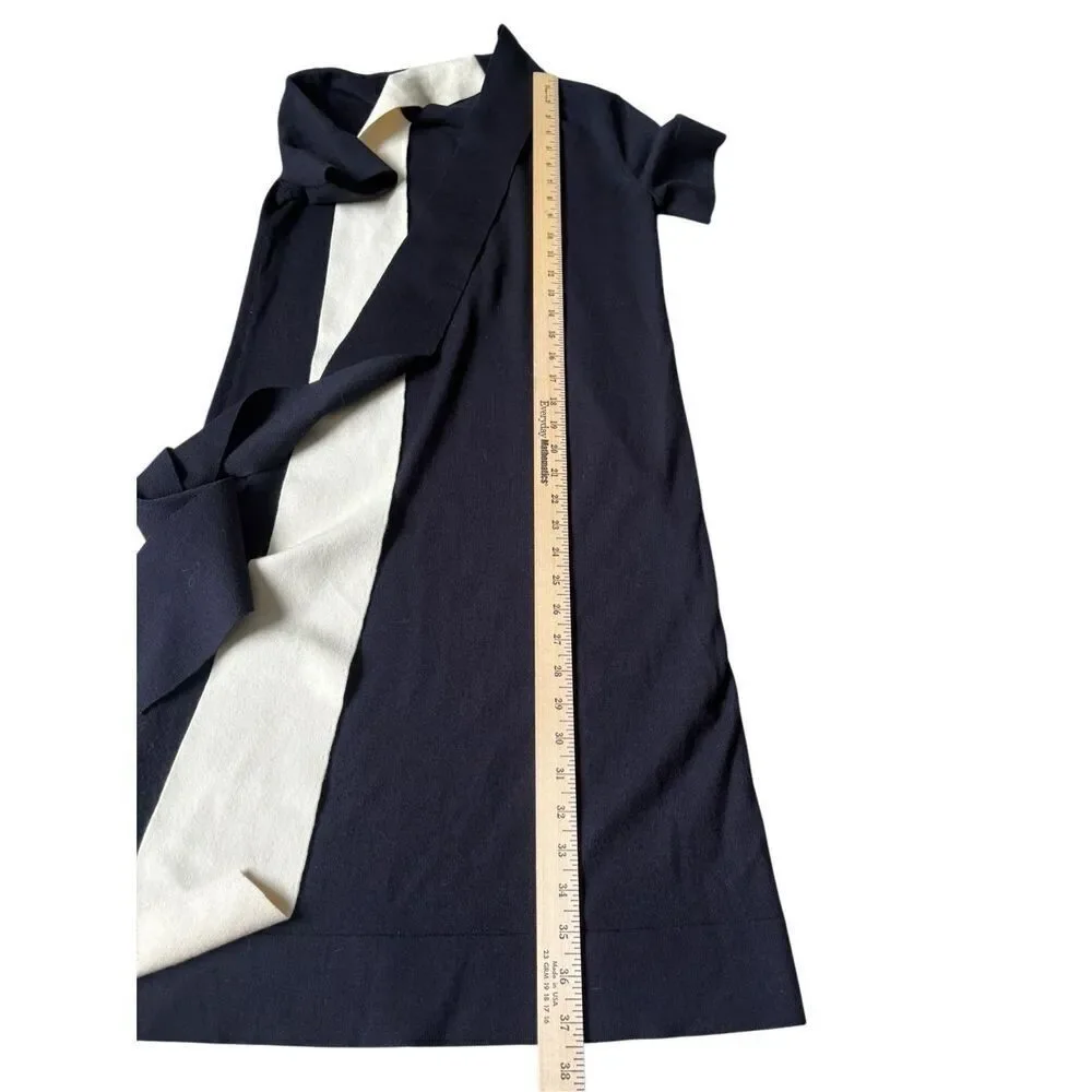 Tory Burch Dress SHORT SLEEVE BOW SWEATER Medium Navy Ivory size‎ XS